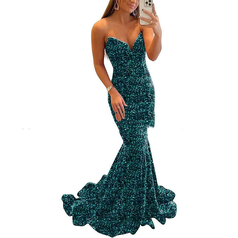 Sequin Evening Dresses For Women Formal Long Prom Party Gowns