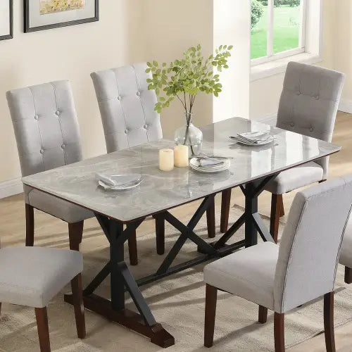 Modern Dining Table For 6-8 7 Piece Kitchen Dining Table Set