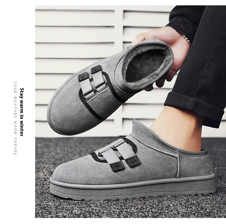 Winter Half Slippers Men’s Shoes Fleece-lined Thick