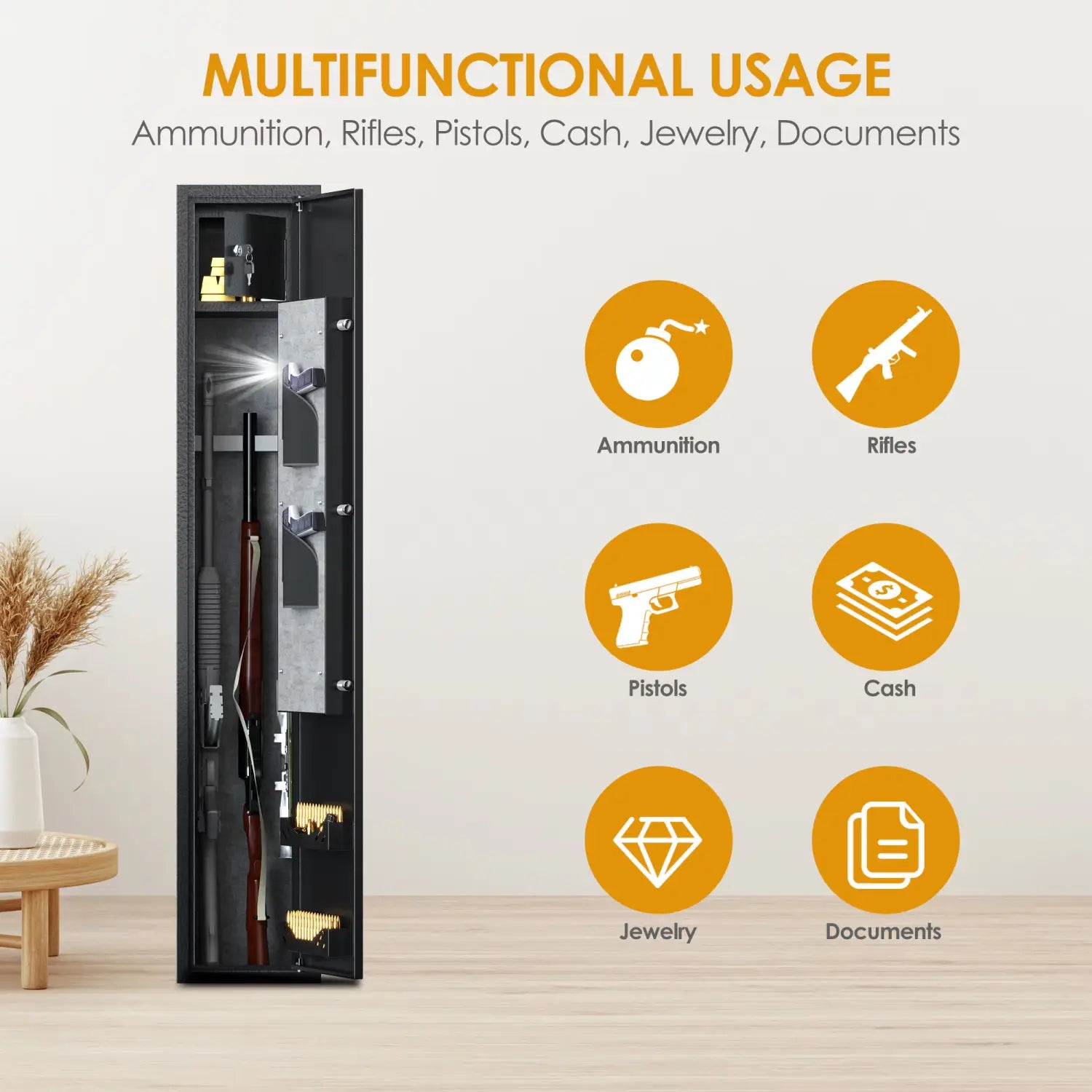 LED Light & Alarm System,Biometric Fingerprint Rifle