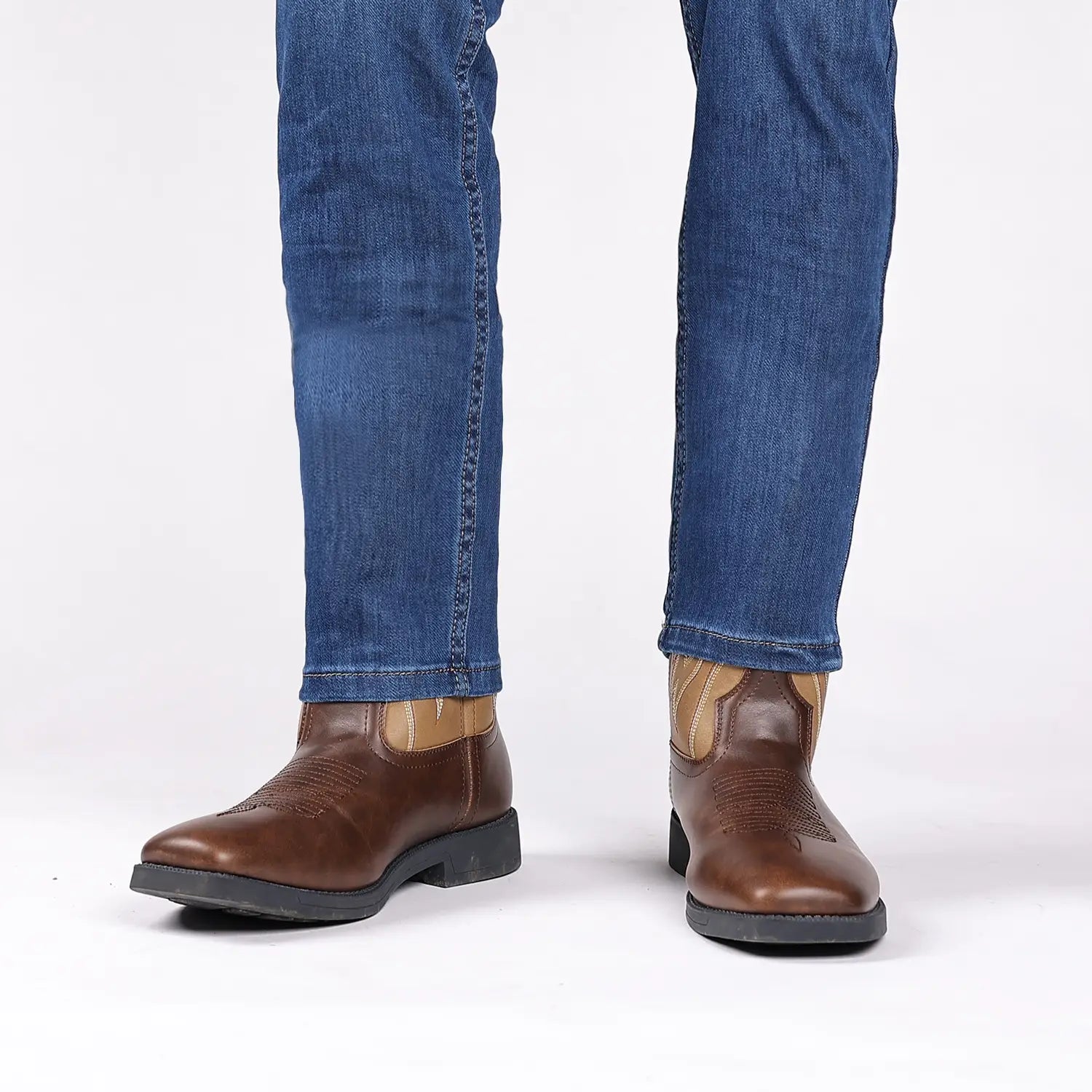 Retro Wide Head Western Cowboy Boot
