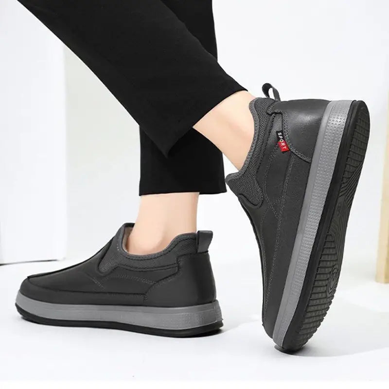 Winter Warm Fleece Snow Boots Round-toed Platform Ankle Boot Fashion Simple Non-slip Flat Cotton Shoes Men