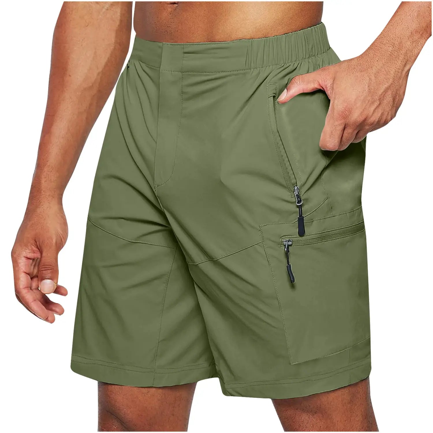 Men’S Casual Elastic Waist Strap Summer Shorts Casual Fit Fashion Outdoor Long Shorts For Men Knee-Length Straight Leg
