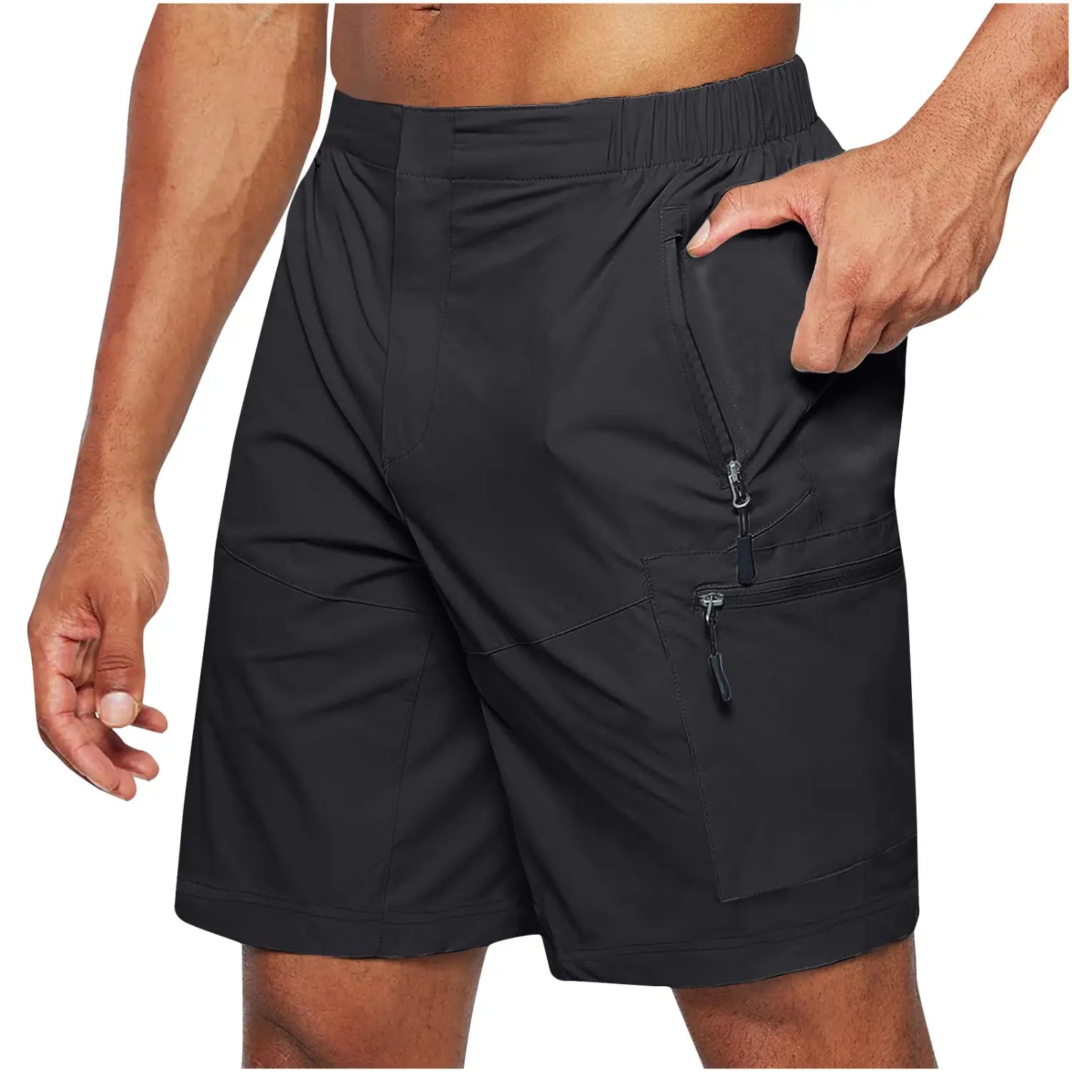 Men’S Casual Elastic Waist Strap Summer Shorts Casual Fit Fashion Outdoor Long Shorts For Men Knee-Length Straight Leg