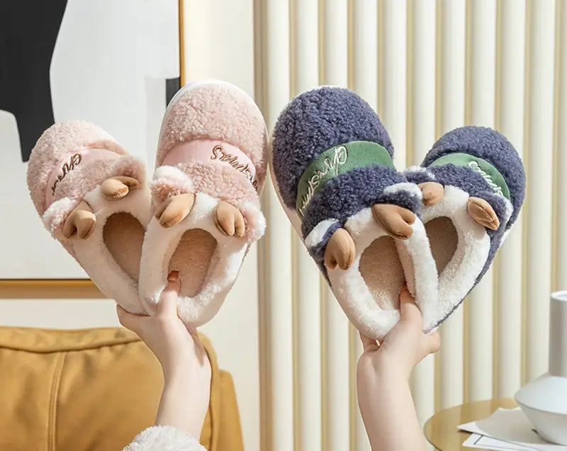 Christmas Shoes Winter Home Slippers Elk Soft Cozy Bedroom Slipper Slip On House Shoes