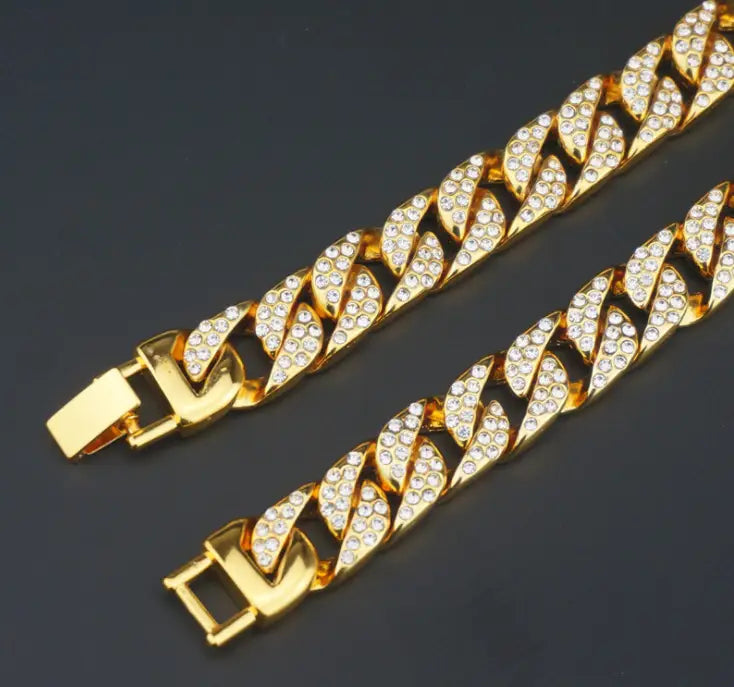 Full Diamond Cuban Chain Men’s Bracelet Domineering Cool Trendy Bracelet