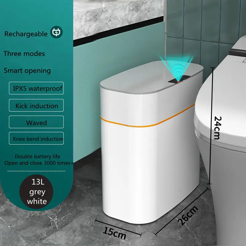Smart Trash Can With Lid For Bedroom And Living Room Kitchen Storage Box Trash Can Induction Small Car Box Automatic