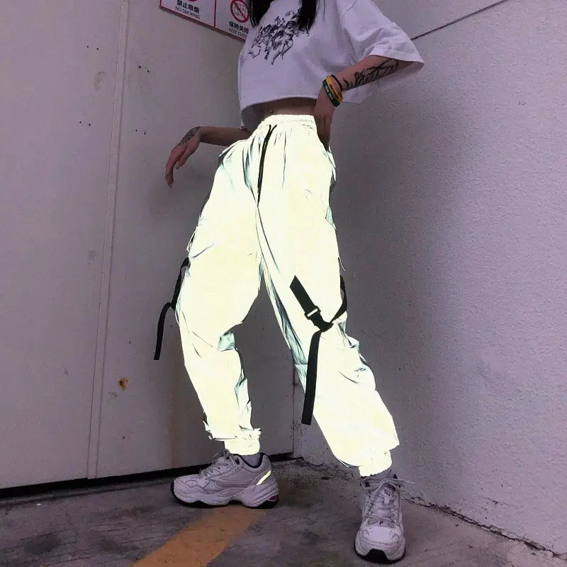 Women’s hip-hop reflective trousers