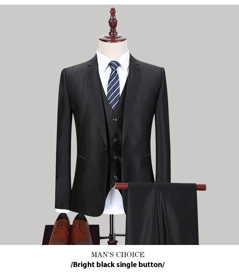 Dark Green Suit Suit Men’s Three-piece Suit Korean Slim Suit Business