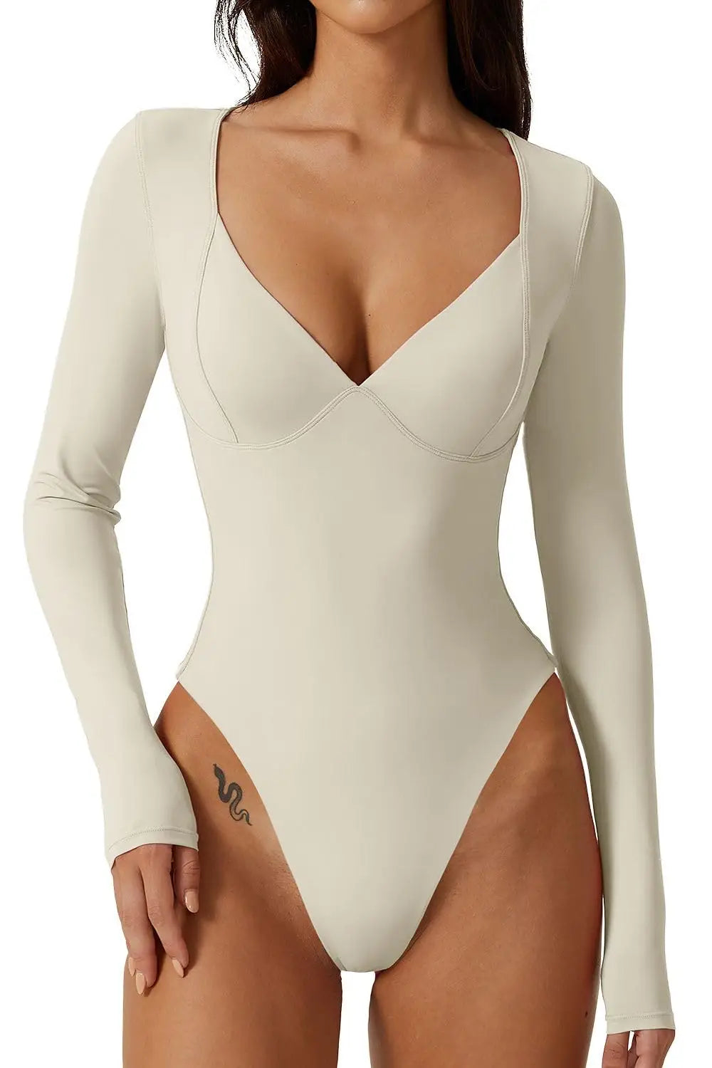 Women’s Short Sleeve Bodysuit V Neck Body Suits Seamed Cup Going Out Tops Shirt