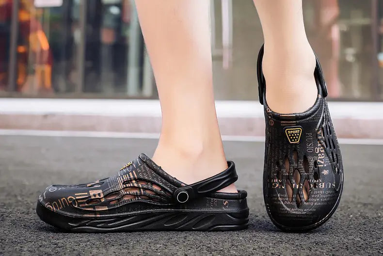 Letter Print Slippers Men Summer Sandals Beach Shoes