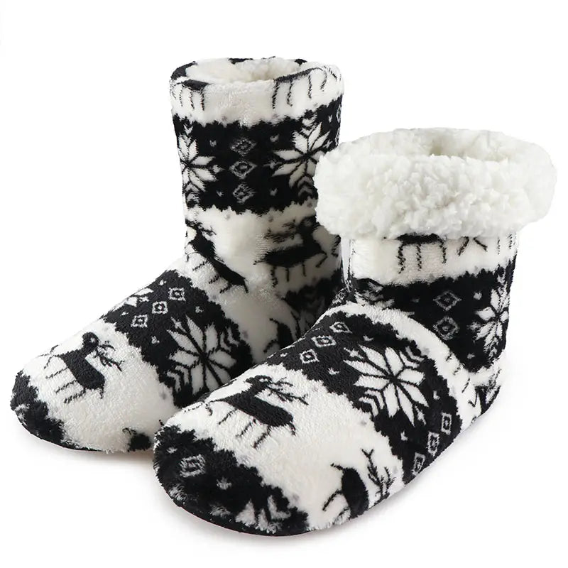 Christmas Elk Floor Shoes Indoor Socks Shoes Warm Plush House Slippers