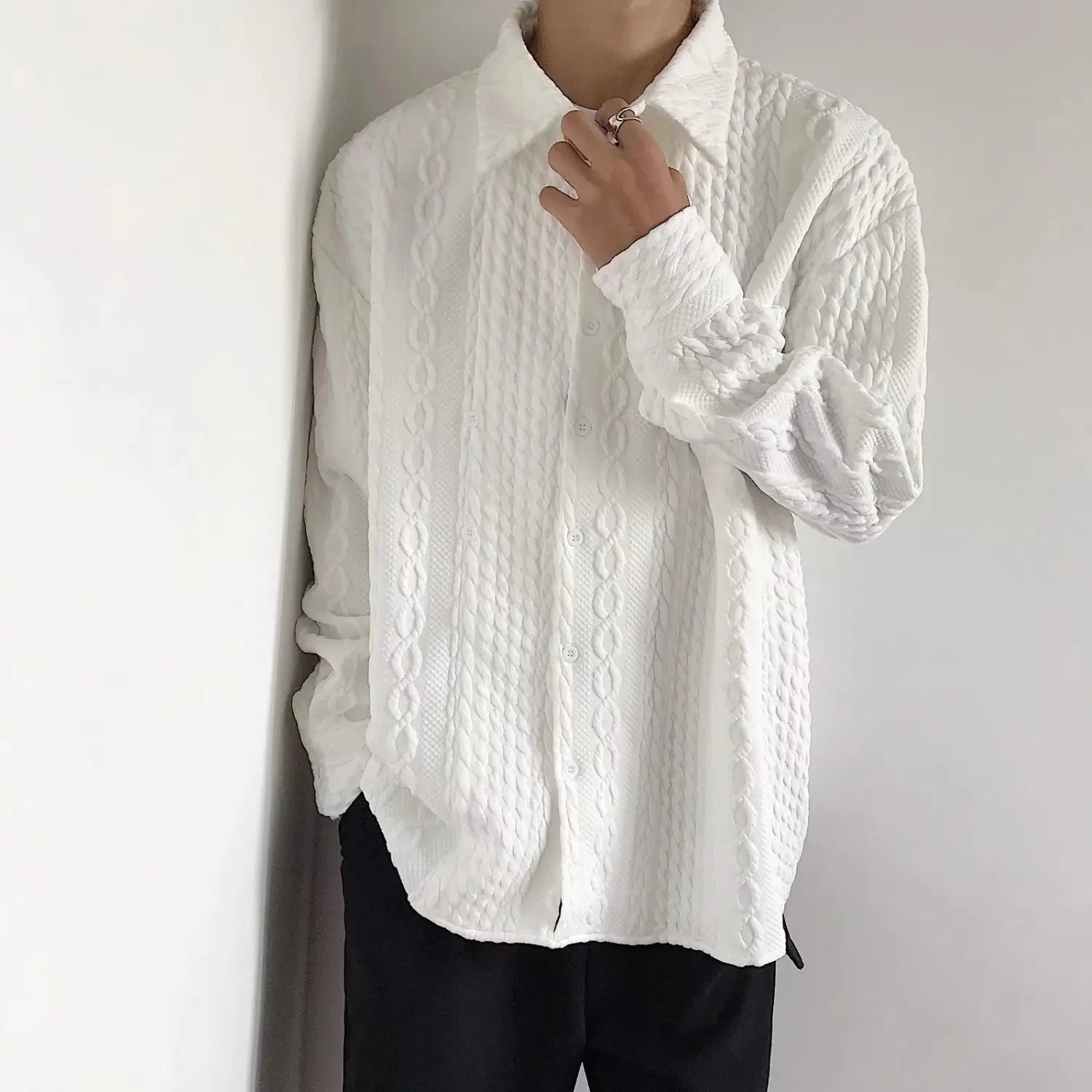 Japanese Hemp Pattern Shirt Men’s Long Sleeve Autumn And Winter Leisure Coat
