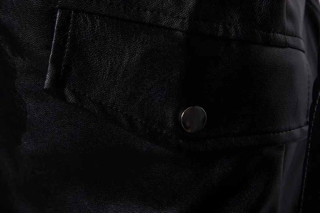 Stand-up Collar men’s Leather Jacket