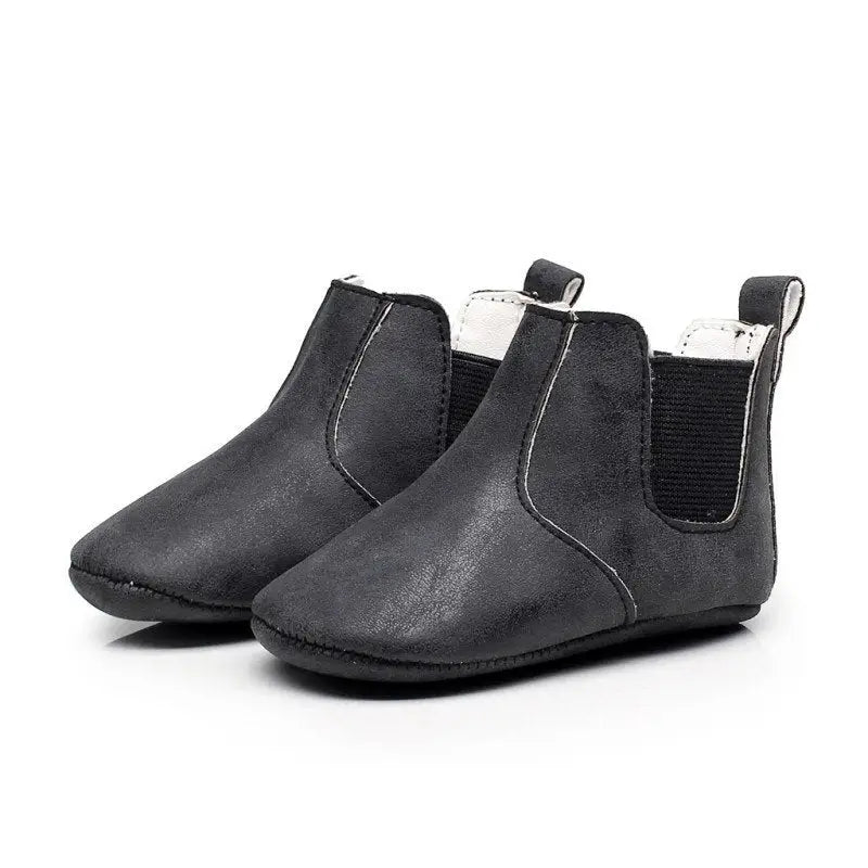 Baby Shoes Baby Xie Shoes Toddler Shoes Elastic PU Soft Shoes Children’s Shoes - Black / 14