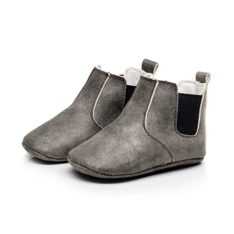 Baby Shoes Baby Xie Shoes Toddler Shoes Elastic PU Soft Shoes Children’s Shoes - Gray / 14