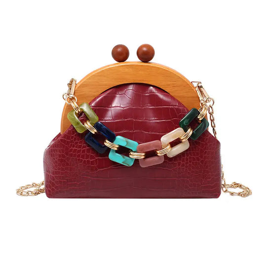 Bags Women'S Trendy Fashion Art Fan Guofeng Bags Ethnic Chain Bags Portable Wooden Pu Women'S Bags - Beyond Trends Hub 