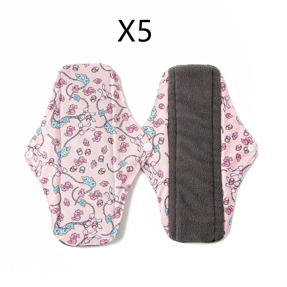 Bamboo Charcoal Sanitary Pads Menstrual Period Aunt Towel - E 5pcs / L
