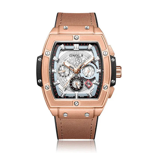 Barrel-shaped multi-function quartz men's watch - Beyond Trends Hub 