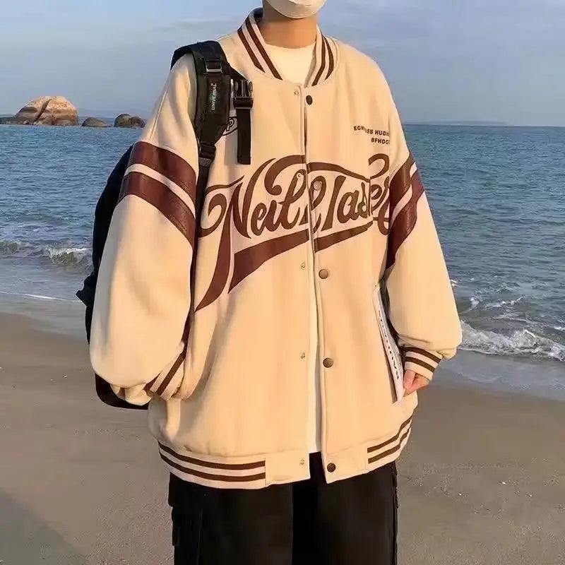 Baseball Uniform Jacket Loose Letters Men And Women Couple Jackets Beyond Trends Hub