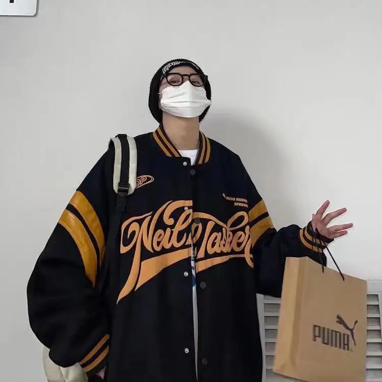 Baseball Uniform Jacket Loose Letters Men And Women Couple Jackets Beyond Trends Hub