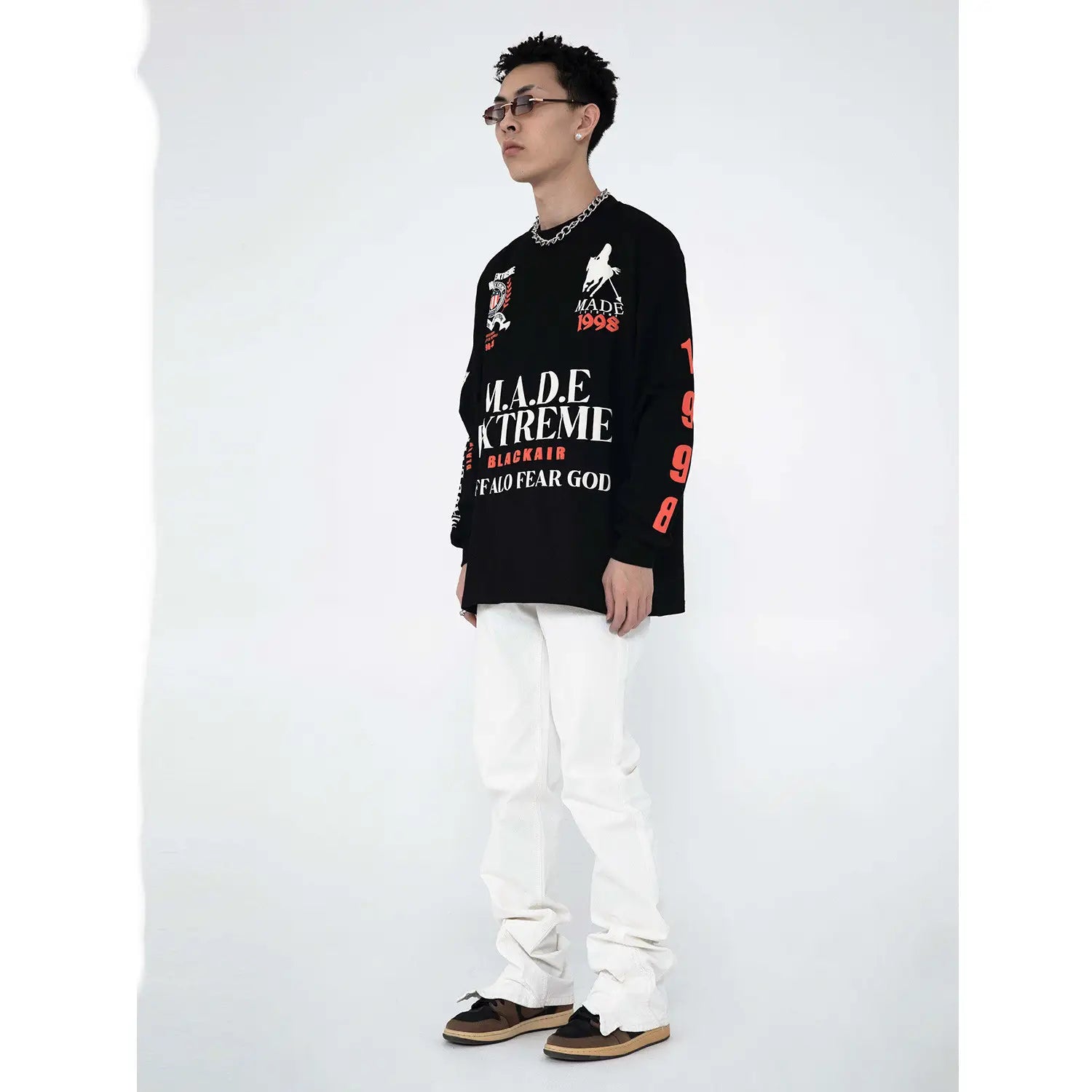 Creative Letter Round Neck High Street Long-sleeved T-shirt Men
