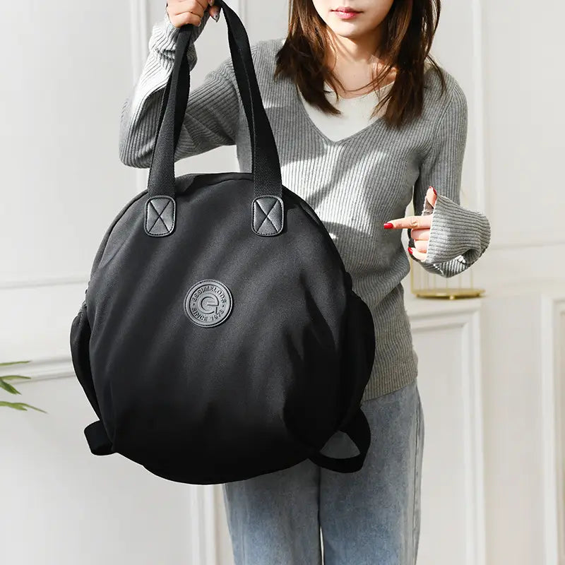Black Round Bags Women Fashion Large Capacity Multifunctional Backpack Shoulder Bag Handbag
