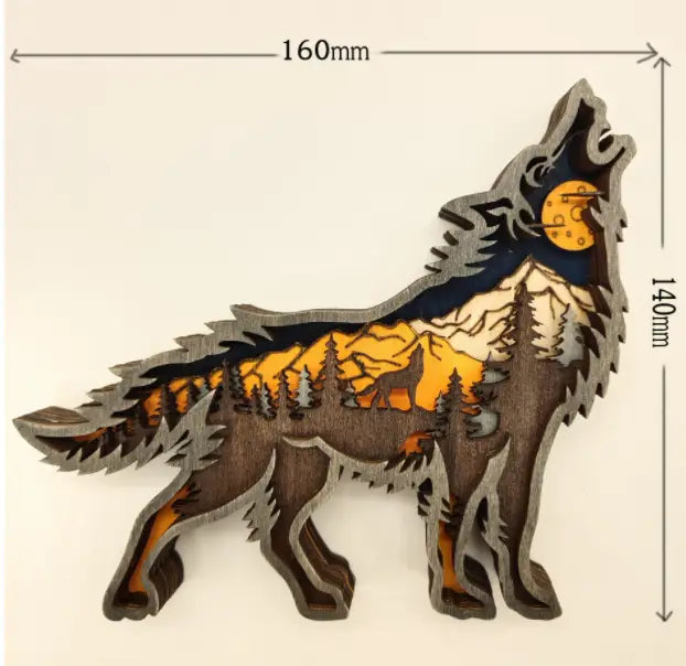 Christmas Decoration Wooden Animal Carving Handcraft Gift Wall Hanging Sculpture 3D Bear Deer Elk Art Decor New Year