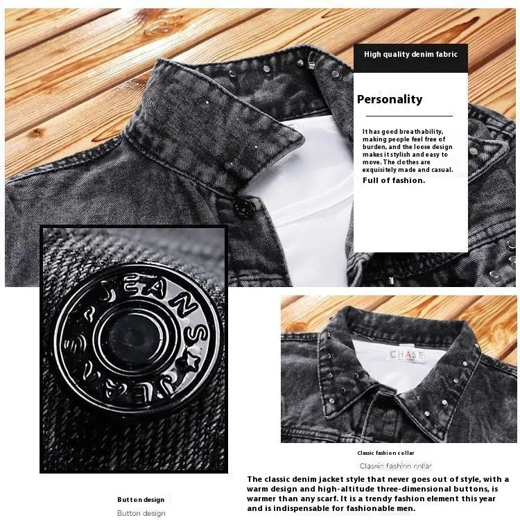 Men’s Denim Coat With Long Pants Suit