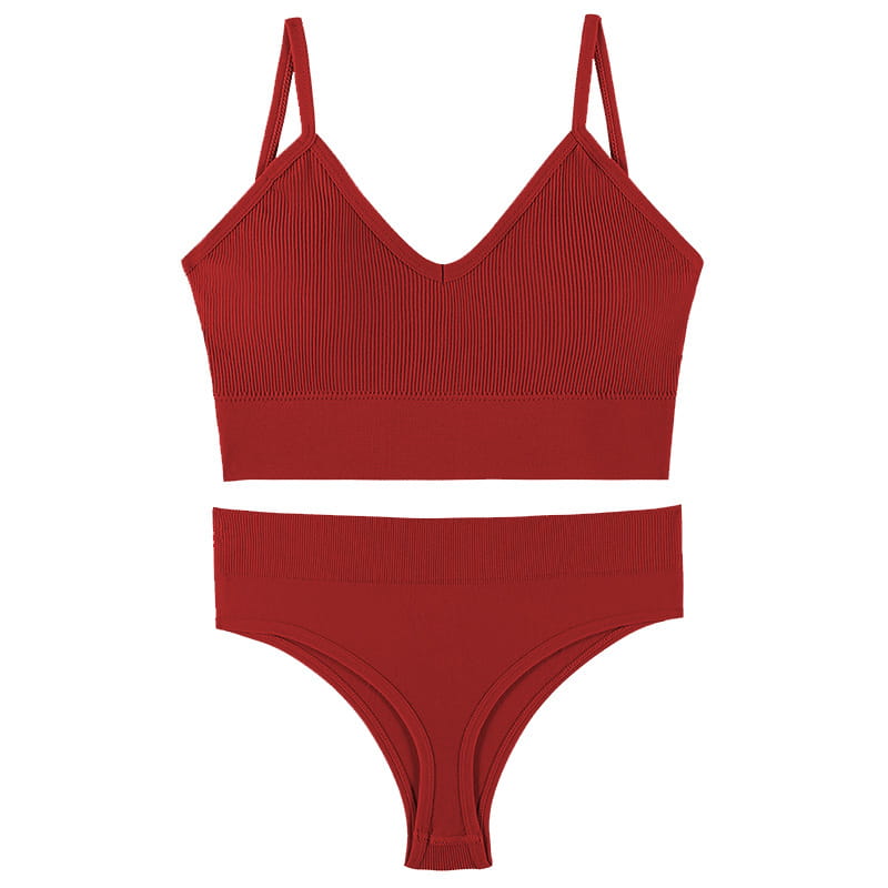 Women’s Underwear Small Chest Push-up Thin Wireless Large Size Sports Sling Vest French Triangle Cup Bra Set