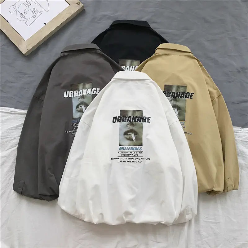 Cotton printed tooling Hong Kong style long sleeve shirt for men