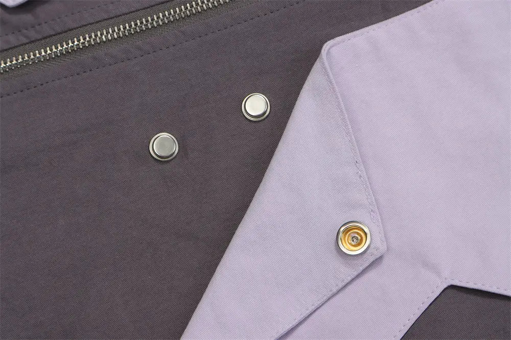 High Street Design Patch Five-pointed Star Stand Collar Zipper Coat For Men