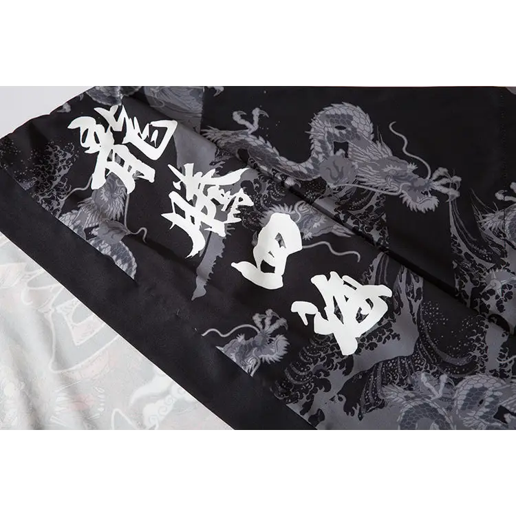 Bebovizix Dragon Print Yukata Men Women Fashion Cardigan Loose Blouse Haori Obi Asian Clothes Harajuku Japanese Cosplay Kimono - Beyond Trends Hub 