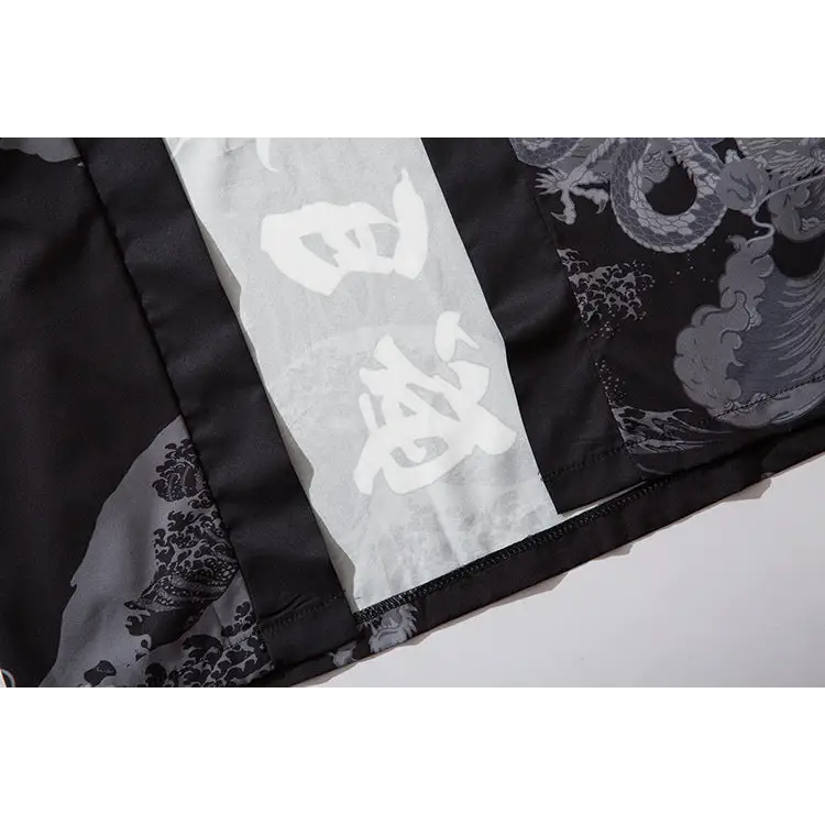 Bebovizix Dragon Print Yukata Men Women Fashion Cardigan Loose Blouse Haori Obi Asian Clothes Harajuku Japanese Cosplay Kimono - Beyond Trends Hub 