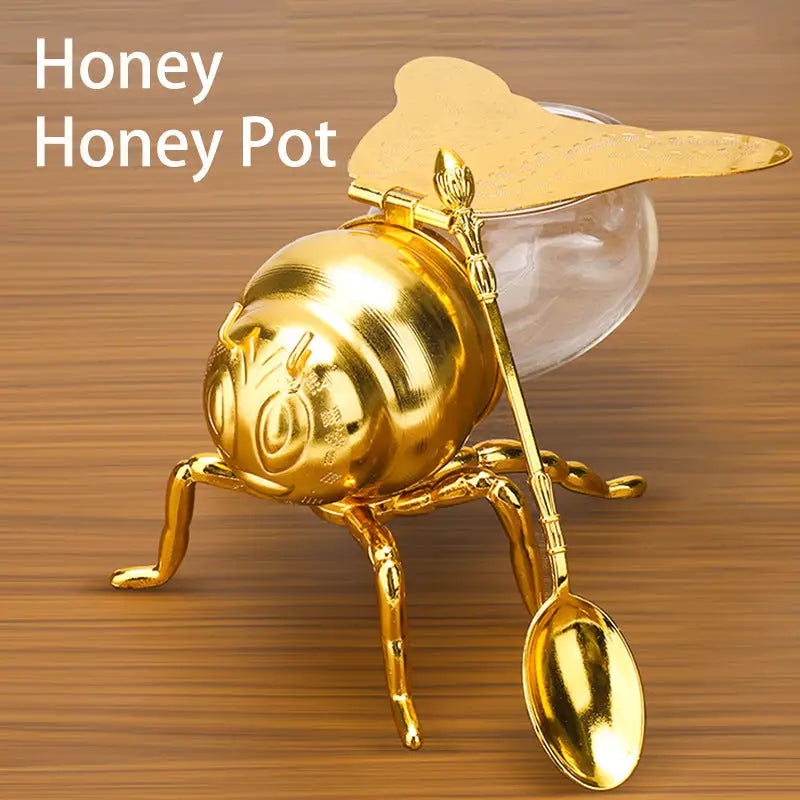 Bee Shaped Honey Jar With Spoon Versatile Novelty Container Condiment Pot For Condiments Oil Kitchen Festive Parties