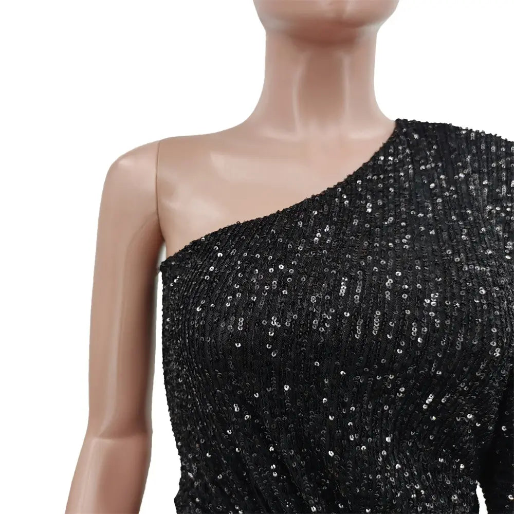 Pure Color Sequins Women’s Clothing Dress