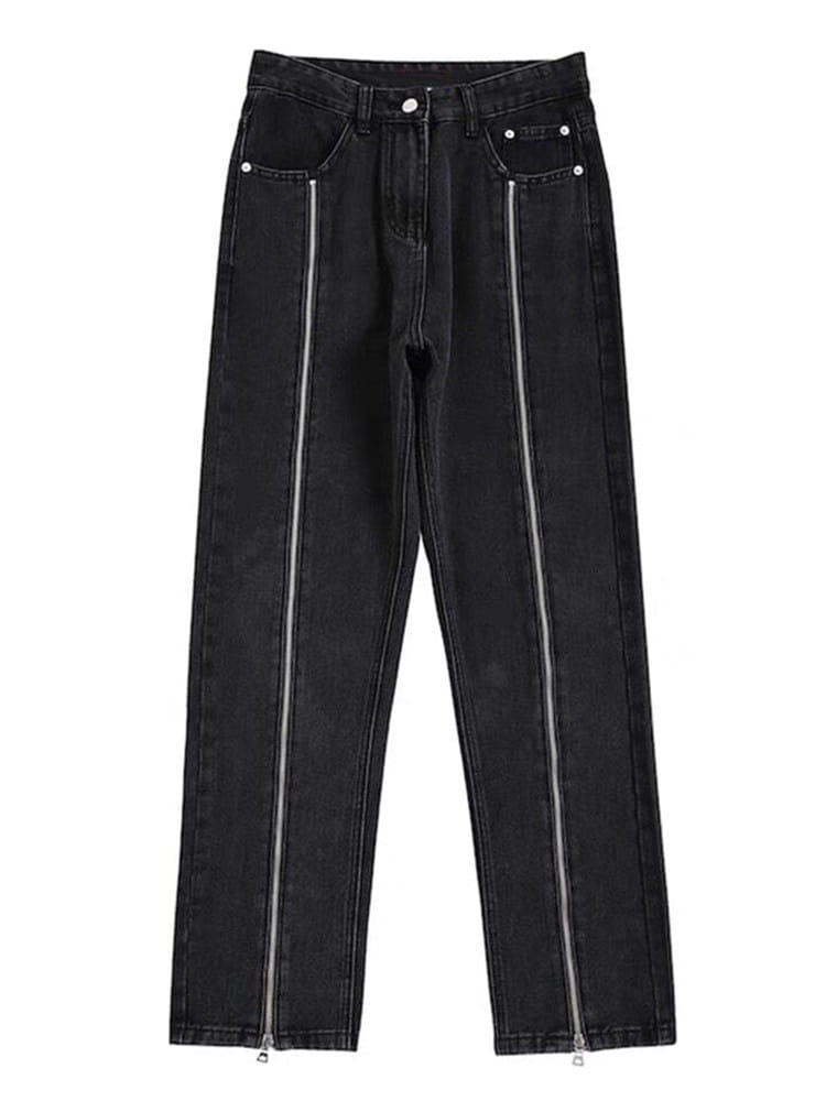 Women’s Plus Size Zipper Design Niche Straight Jeans