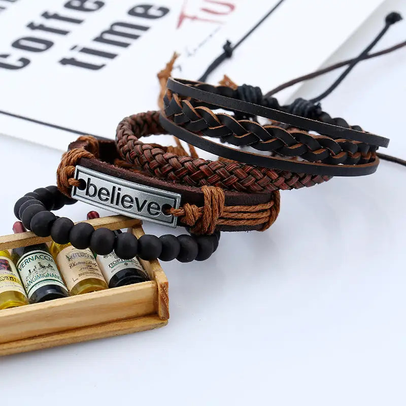 Believe Suit Men’s Leather Bracelet Beyond Trends Hub