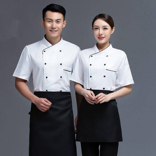 Short Sleeved Men's Breathable Work Clothes For Hotel Catering Chefs