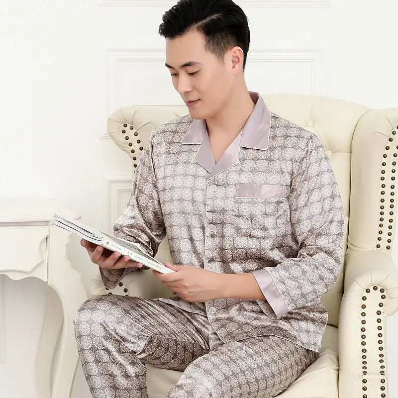 Silk Long Sleeve Men’s Pajamas