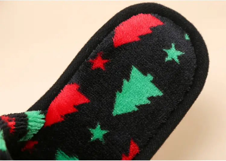 Christmas Tree Home Slippers Fashion Floor Bedroom Open-toe Plush Slippers For Women Fuzzy House Shoes