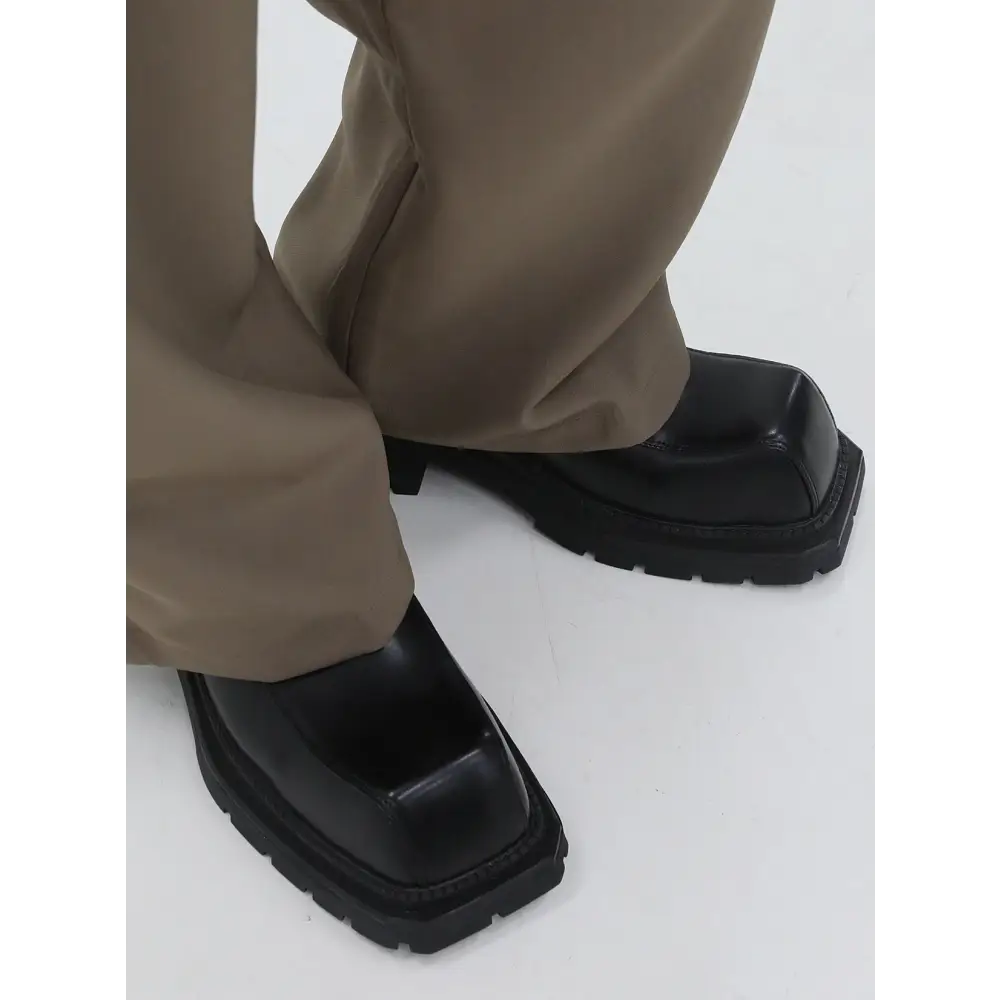 Big Head Square Head Leather Shoes Fashion Woman Thick Sole Personality Casual Beyond Trends Hub