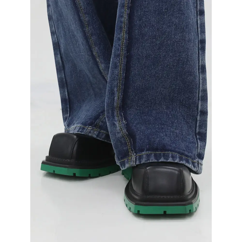 Big Head Square Head Leather Shoes Fashion Woman Thick Sole Personality Casual Beyond Trends Hub