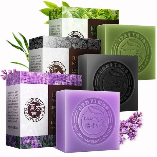 BIOAQUA Natural Organic Herbal Essential Oil Soap Whitening Handmade Soap Skin Remove Acne Deep Cleansing Face Hair