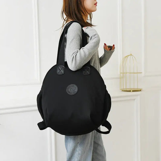 Black Round Bags Women Fashion Large Capacity Multifunctional Backpack Shoulder Bag Handbag - Beyond Trends Hub 