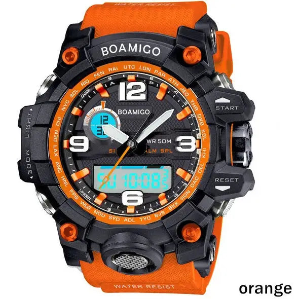 BOAMIGO brand men sports watches dual display analog digital LED Electronic quartz watches 50M waterproof swimming watch F5100 Beyond Trends Hub