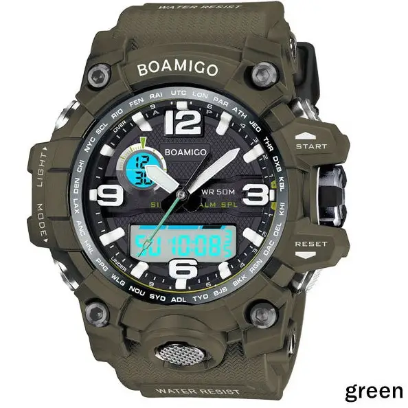 BOAMIGO brand men sports watches dual display analog digital LED Electronic quartz watches 50M waterproof swimming watch F5100 Beyond Trends Hub