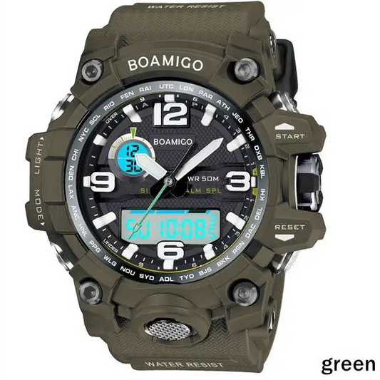 BOAMIGO brand men sports watches dual display analog digital LED Electronic quartz watches 50M waterproof swimming watch F5100 Beyond Trends Hub