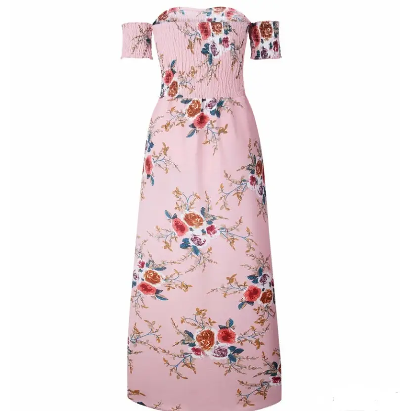 Boho style long dress women Off shoulder beach summer dresses