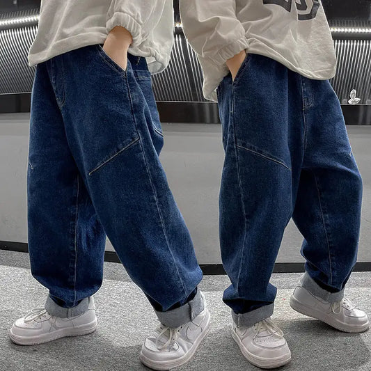 Boys Autumn Jeans Children’s Clothing Casual Spring And Autumn Handsome Trousers - Blue / 120cm